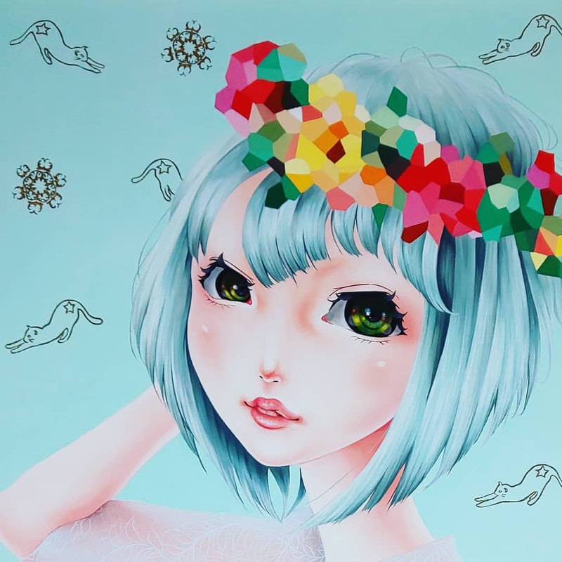Flower crown girl/S4(33.3×33.3cm)/油畫、木板/2020/NT$23,500